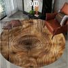 Vintage Wood Slice Round Rug Realistic Tree Ring Design Home Decor Circular Carpet Soft Non-Slip Floor Mat for Living Room