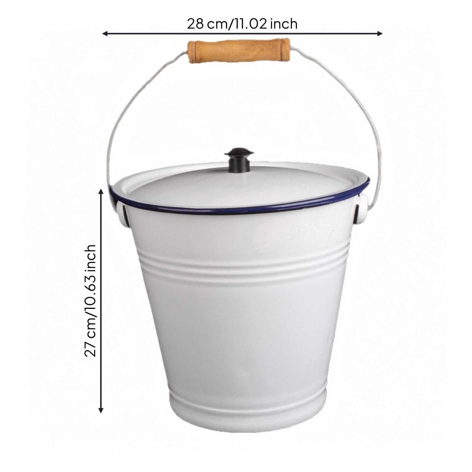 Enamel Pail with Lid Long-Lasting Metal