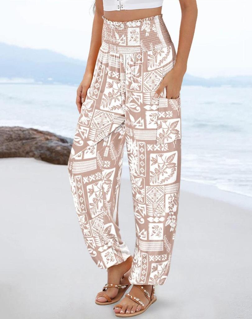 2025 New Style Spring/Summer Women's High-Waisted Printed Casual Long Pants