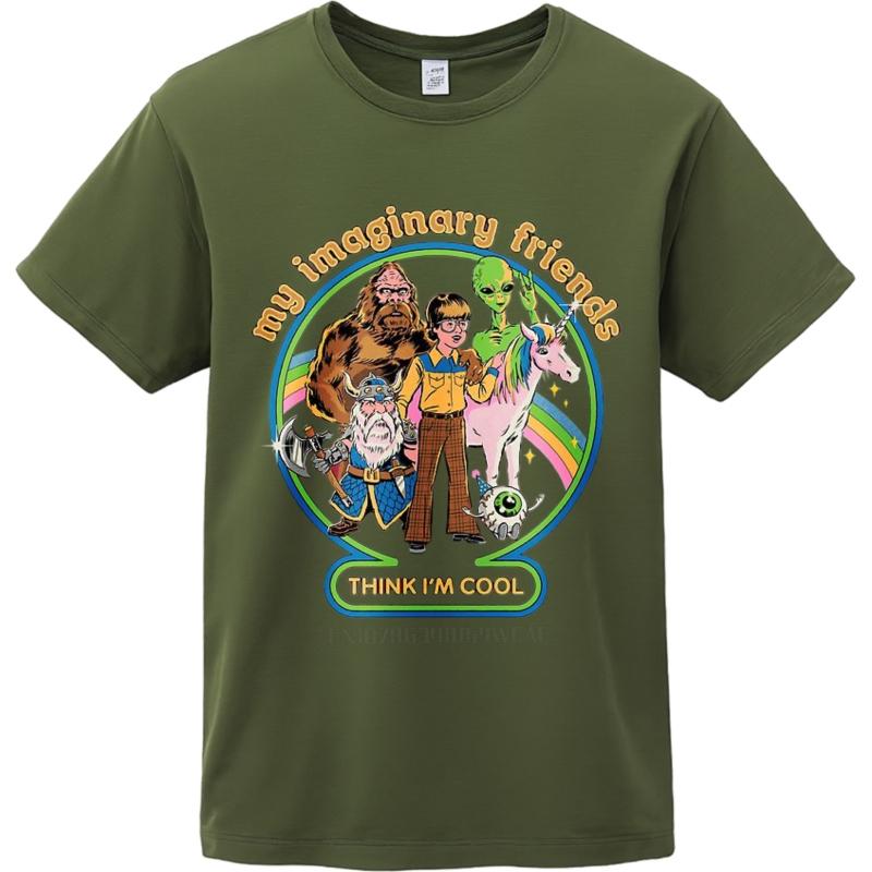 men brand tshirt Streetwear summer Teenagers t shirt My Imaginary Friends Think Im Cool Short Sleeve Adult Oneck Top tees