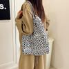 Leopard Print Canvas Bag Commuter Lazy Style Fashion Handbag Large Capacity Shoulder Tote Women's Bag