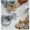 PU Leather Car Key Chain Plaid Durable Car Key Ring Chain Holder Shiny Crystal Pendant Key Ring