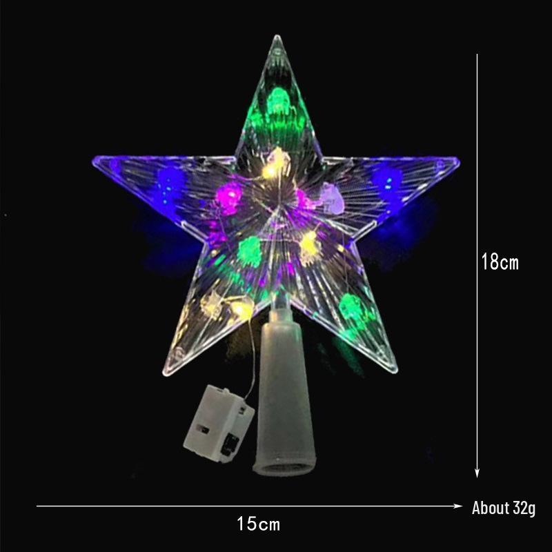 Christmas Transparent Luminous Star Tree Topper - Light-up Five-Pointed Decoration