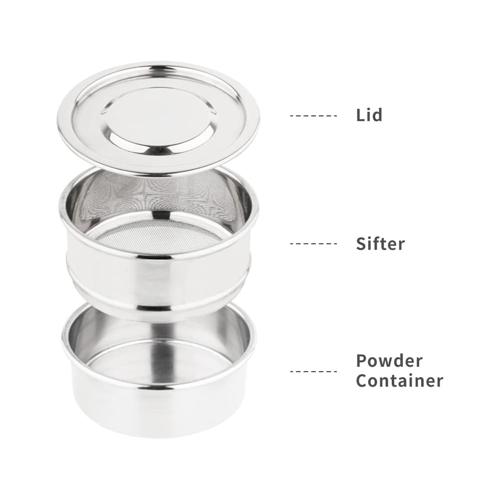 watchget Coffee Sieve, Stainless Steel Coffee Powder Sifter, Calibration Sieve, Coffee Bean Grinding Test Sieve with Lid, 20 Mesh