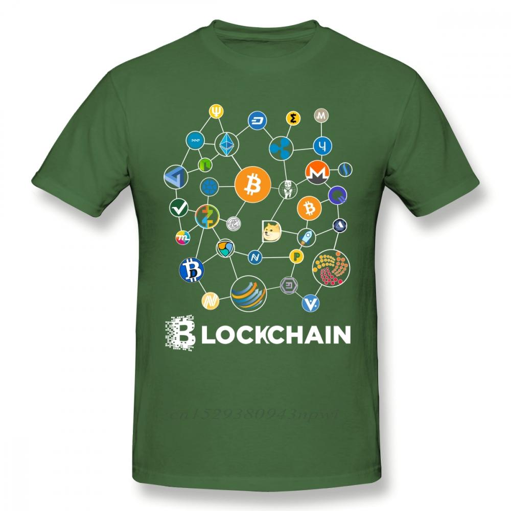 Blockchain BitCoin Litecoin Ripple Ethereum Cryptocurrency T Shirt For Men Popular Tee Christmas Gift Tshirt Cotton Fabric