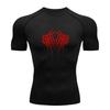 Men's Compression Fitness Sports T-shirt Red Blood Dripping Thorn Cross Print Quick Dry Breathable Workout Gym Training Active Tee for Running Athleti