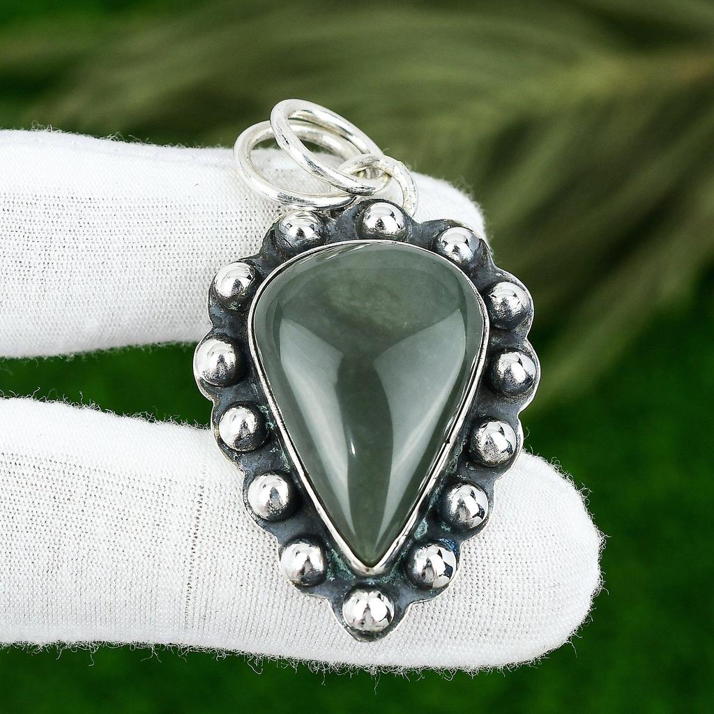 Pear Polychrome Jasper Stone 925 Sterling Silver Anniversary Birthday Pendant