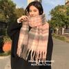 Cold Proof Women Mohair Plaid Scarf Thermal Fall Winter Neck Scarf Warm Tassel Shawl Wrap  Students