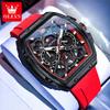 OLEVS Man Watch Fashion Silicone Strap 24 Hour Moon Phase Waterproof Chrono Men's Wrist Watch Original Quartz Watch for Men 2942