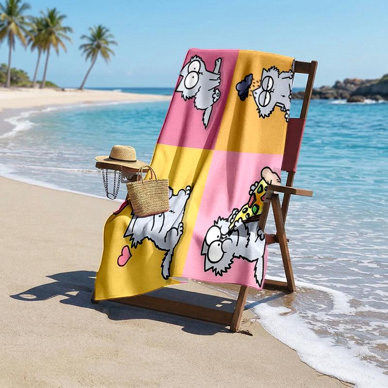 Simon'S Cat Fashion Beach Towel: Ideal for Summer Adventures Soft, absorbent and quick drying suitable for swimming and bathing