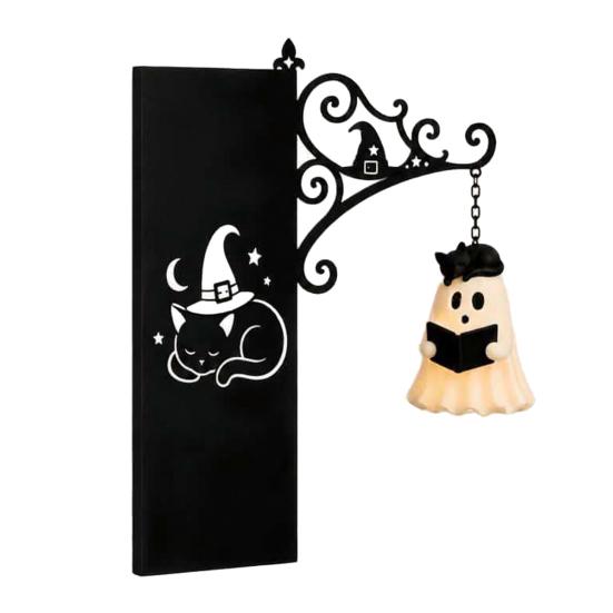 Retro Iron Reading Corner Light Ghost Bookshelf Light, Vintage Library Lantern, Decorative Lamp with Warm LED Lighting, Charming Lantern for