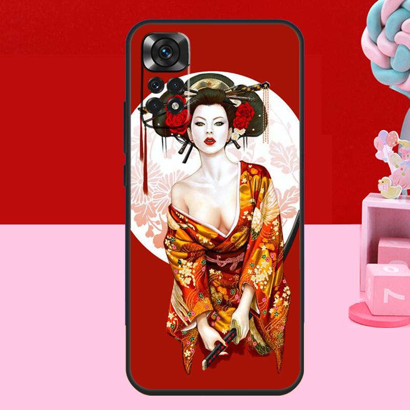 Japanese Geisha Case For Xiaomi Redmi Note 14 13 12 11 10 15 Pro Plus Redmi 15 C 13C 10C 12C 14C Soft Cover