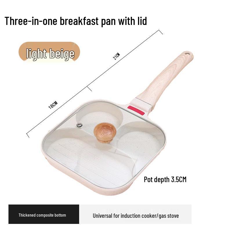 

Сковорода для омлета «три в одном» с антипригарным покрытием: Идеально подходит для яиц, гамбургеров, завтраков и стейков.