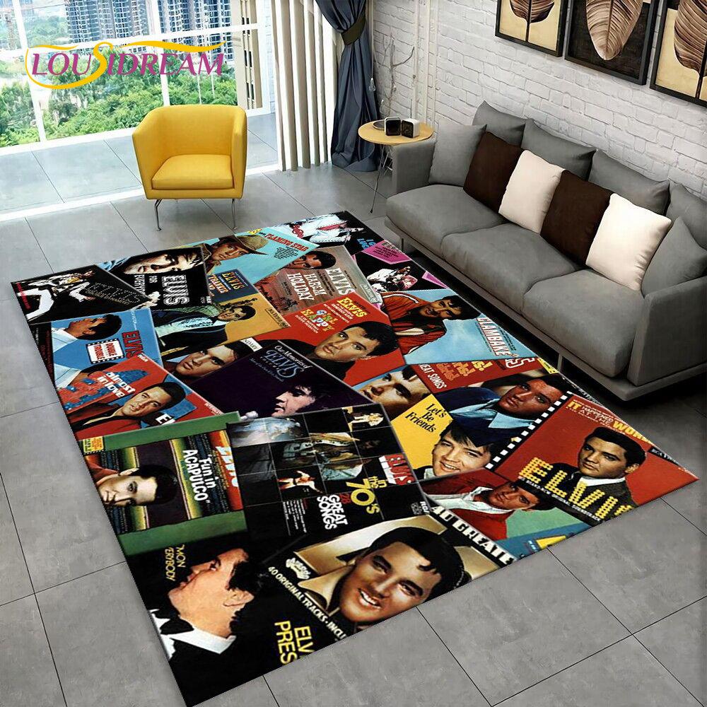 The King Elvis Presley Retro-Teppich, Teppich für Wohnzimmer, Schlafzimmer, Sofa, Fußmatte, Dekoration, Kinder spielen, rutschfeste Bodenmatte, 3D