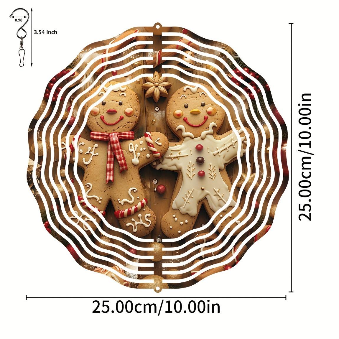 

Пряничный человечек Ветряной спиннер Рождественский декор Металлическое садовое украшение с вращающимся крюком для патио, двора, праздника Дня благодарения