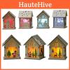 Elegant Led Light Wood House Ornament For Christmas Tree Hanging Decor