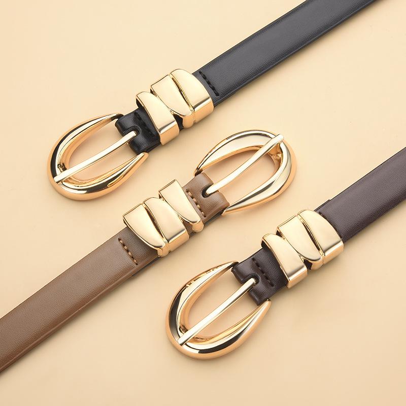 Retro Semicircle Metal-Tipped Leather Waist Belt for Women - Versatile Decorative Cincher for Pants & Skirts