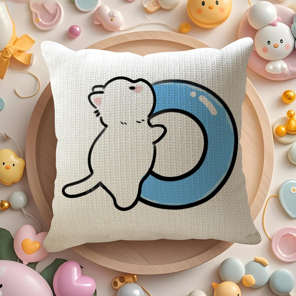 Kindergarten Children Learn Cartoon Cat Letters Pillow Case Sofa Living Room Bedroom Headboard Backrest Cushion Square Cushion