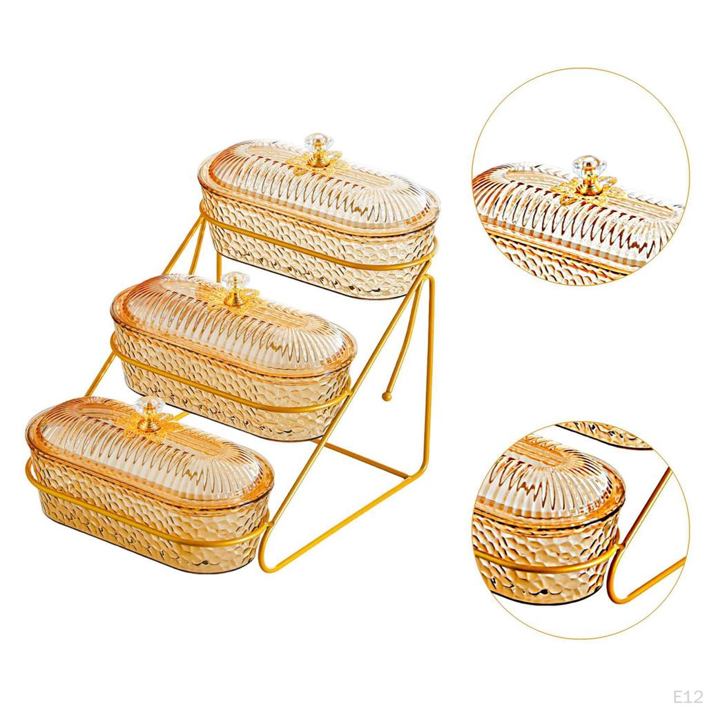 Fruit Basket Bowl Fruits Holder 3 Tier Versatile with Metal Stand Serving Tray for