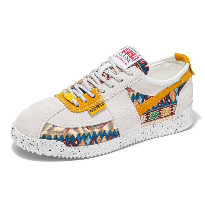 Men’s Printed Sports Shoes Casual Street Style Jogging Sneakers Students Skateboard Shoes Plus Size Height Increase