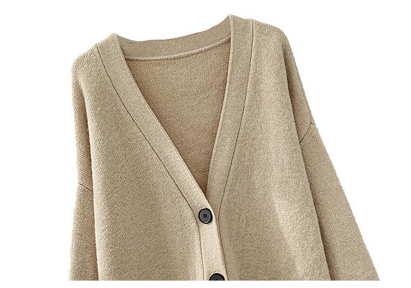 Women's Solid Color V-Neck Knit Cardigan for Spring and Autumn