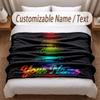 Neon Abstract Theme Soft Blanket Personalized Custom Name Text Print Warm Blanket Home Sofa Bedroom Decor