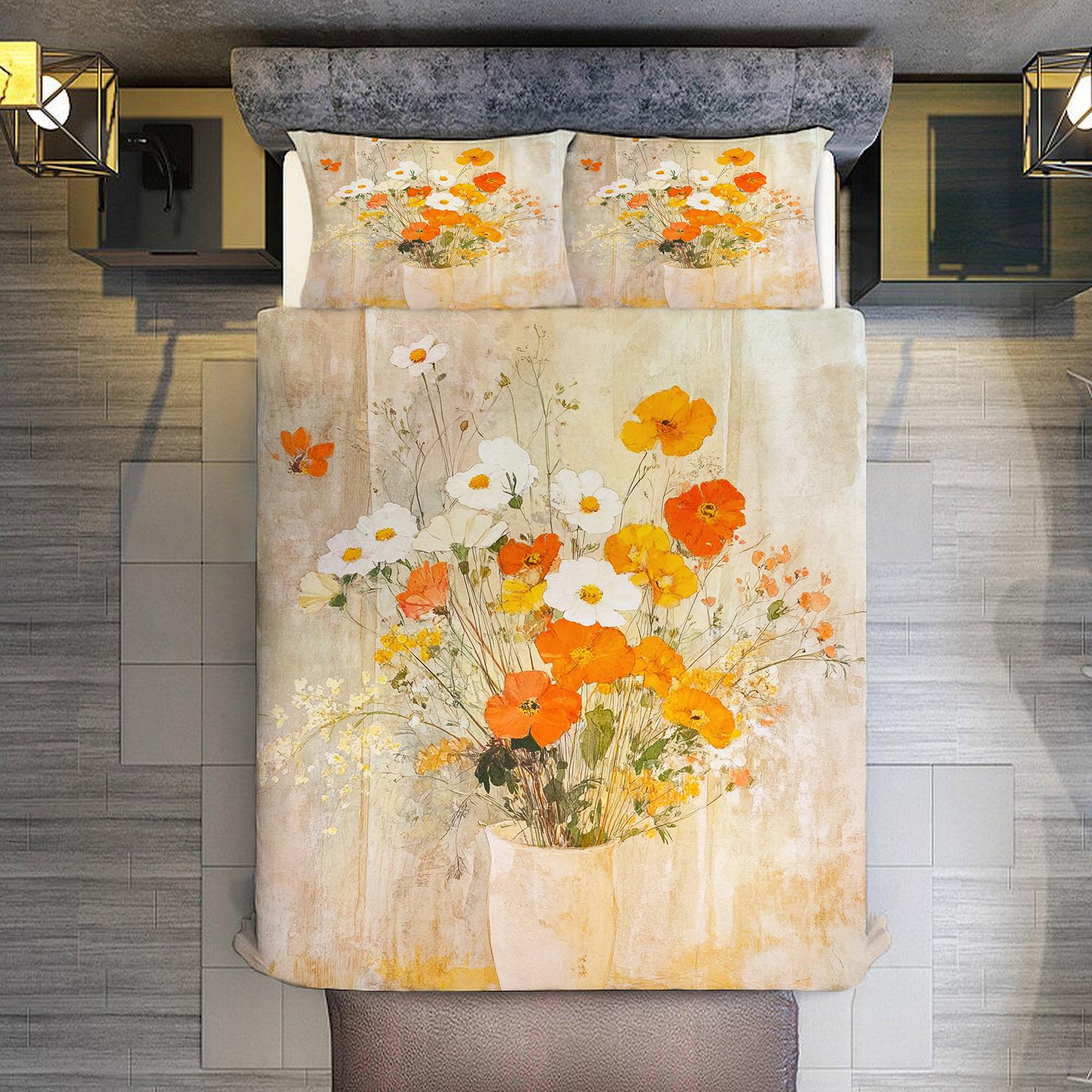 

Bedding 3D Digital Printing Bottle Flower Lying Rhyme Pattern Three-Piece Set Quilt Cover Pillowcase Multi-Inch Supply 70 * 133cm (and 75cm * 50cm)