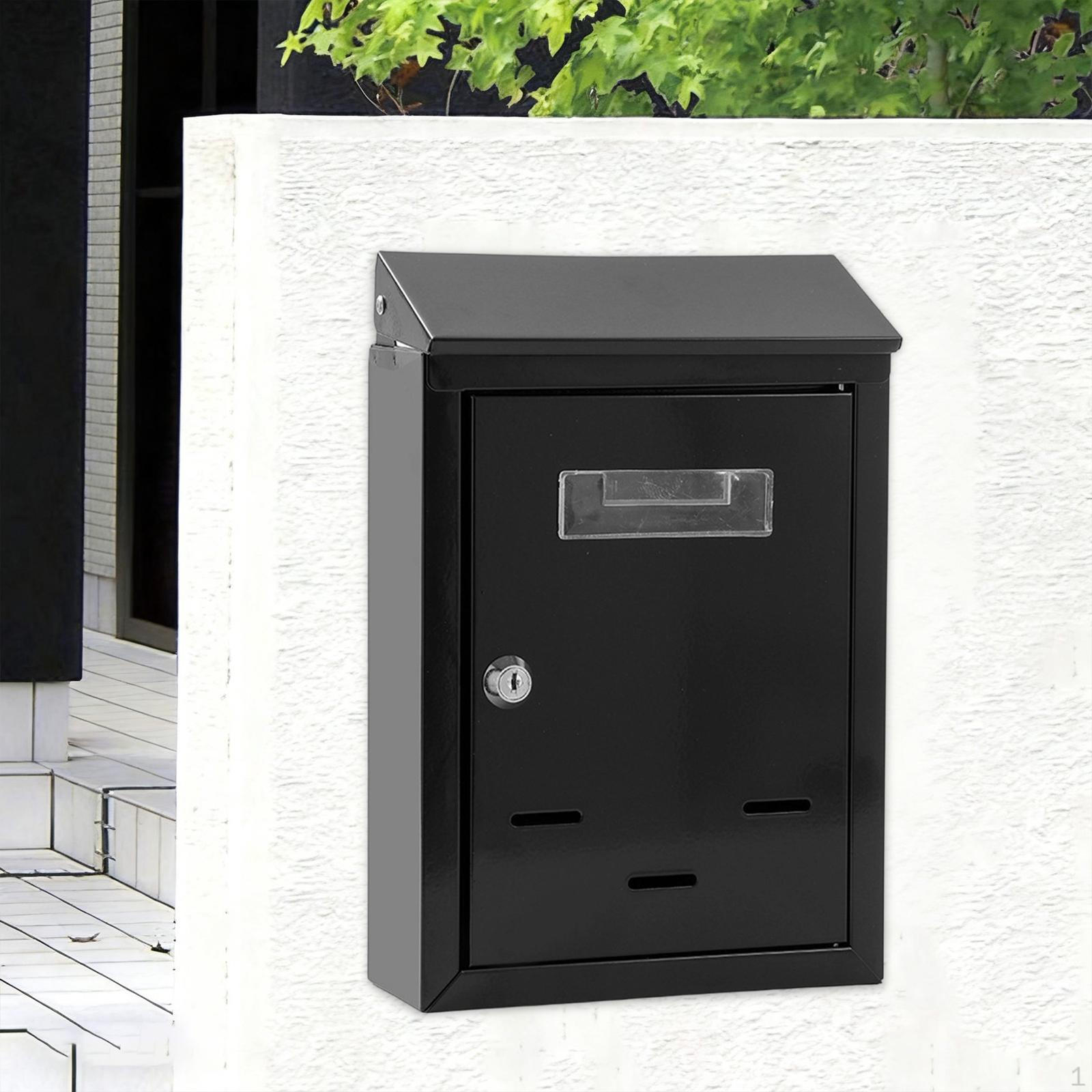 Настенный запираемый почтовый ящик Почтовый ящик Премиум Железный Практичный Легко установить Современный Почтовый ящик для писем чёрный