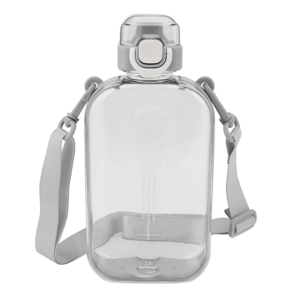Borraccia Piatta 750ml Sottile in PC Silicone Anti-perdita con Tracolla Borraccia Piatta da Bere per lo Sport