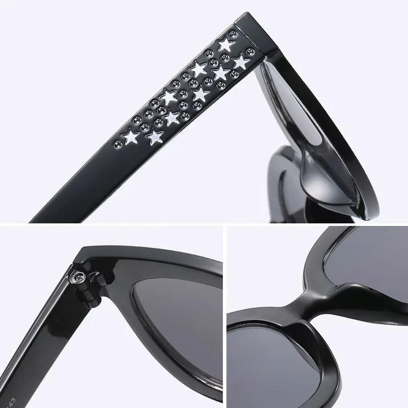 Fashion Cat Eye Sunlgasses Women Retro Brand Designer Sun Glasses Vintage Square Sparkling Star Glasses Okulary