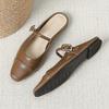 Bag Half-head Slippers 2025 New Summer Wear Sandals Soft Leather Muller Shoes Low-heeled Single Shoes Women's W727-12