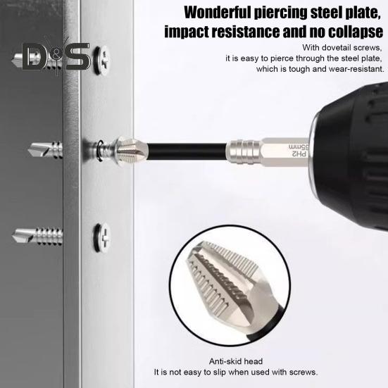 6/12-teiliges Set mit hochmagnetischen Schraubendreher-Bohrern, starke Haltbarkeit, weit verbreitet, rutschfeste Bohrer, Präzisions-Schraubendreher-Set