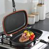 Padella Doppia Faccia GIYOCA, Padella Griglia BBQ 32/36/40cm, Padella Griglia a Pressione Doppia Faccia, Pentola Griglia Portatile per Casa