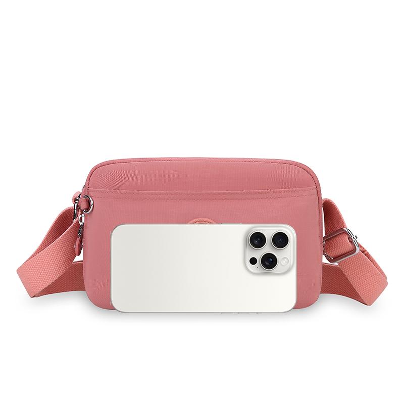 Nylonová crossbody taška s více kapsami, dámská lehká malá taška přes rameno