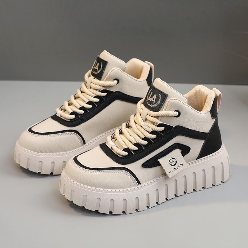 High Top Snow Boots  Women's Winter Plush Student Cotton Shoes  Trendy Thick Soles Casual Sports Shoes