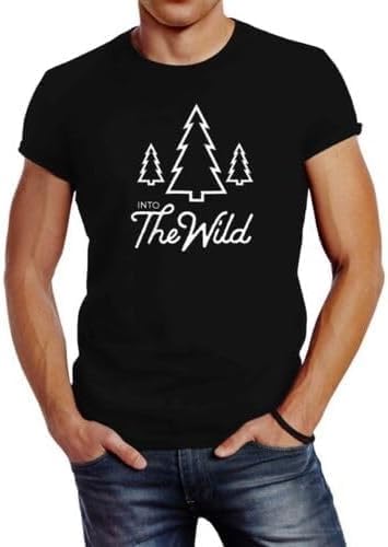Mens Into The Wild Adventure Adventure Wilderness Hiking Slim Fit T-Shirt- 3XL чёрный