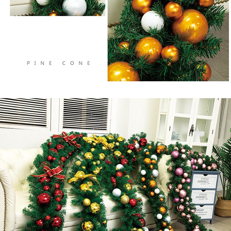 Christmas Rattan Rice Luxury Encrypted Window Display Set with Ball Ornaments and Wreath Decorations