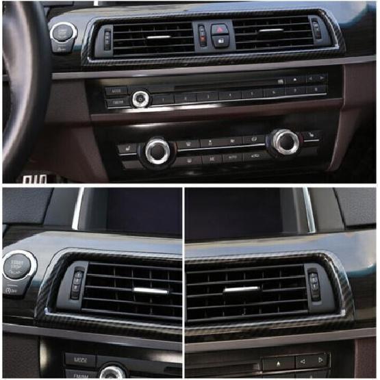 For BMW 5 Series 2011-2017 Central Console Air Outlet Vent Trim ABS Carbon Fiber
