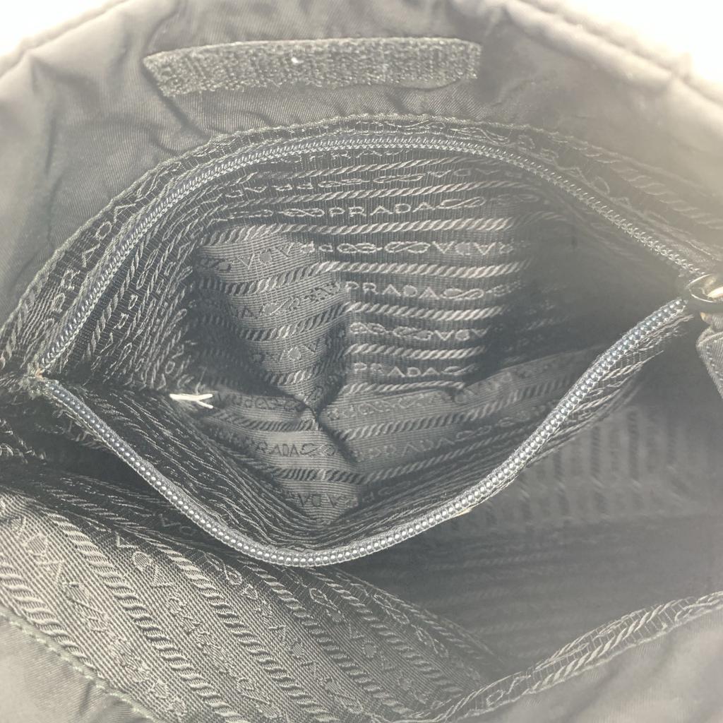Prada Handbag Tote Shoulder Bag Tessuto Nylon Single Semi Shoulder Plastic Handle Arm Black
