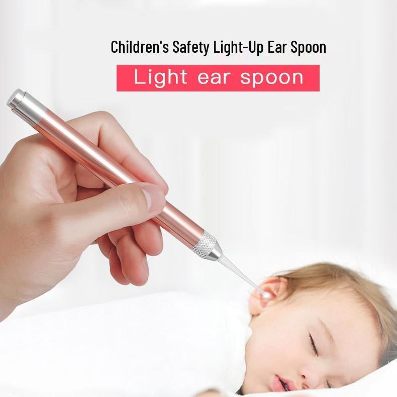 Set Cucchiaio Auricolare Luminoso Ricaricabile per Bambini: Curecchie e Clip Nasale con Luce