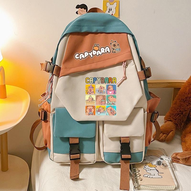Capybara Cartoon Cute Capybara Youth Large Capacity Backpack Versatile School Bag