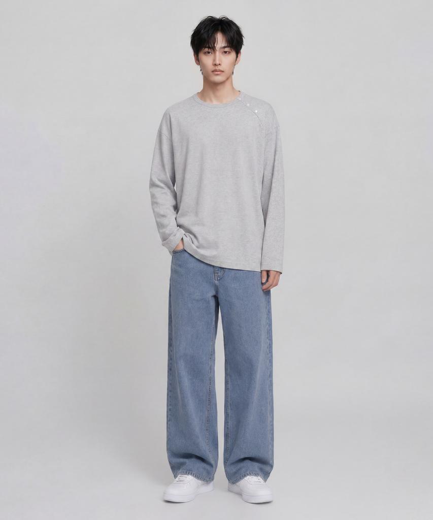 AGOD Wide Denim Pants [Medium Blue]