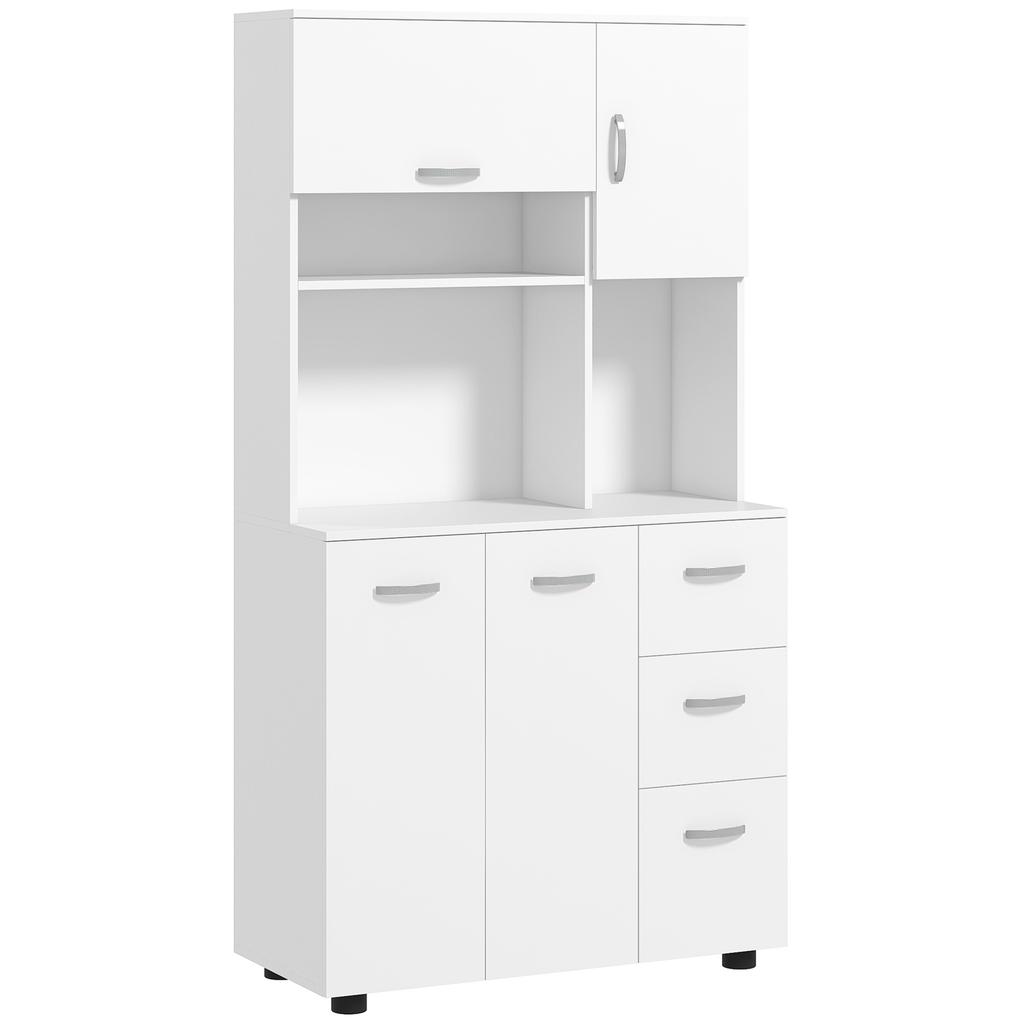 Kitchen cabinet, buffet, 3 drawers, 3 shelves, plenty of storage space, 89x39.5x168cm, white