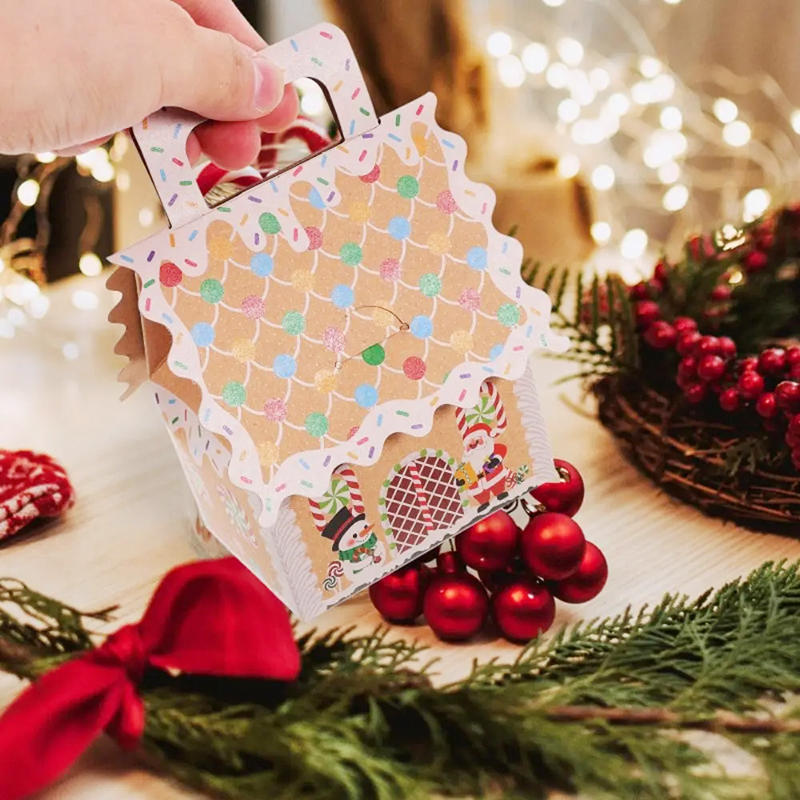 8 Pcs Cute Christmas Treat Candy Boxes Portable Dessert Packaging Case Small Cookie Containers Party Favor Supplies