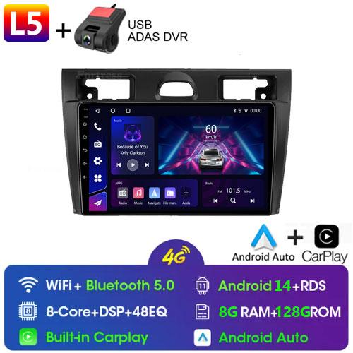 For Ford Fiesta Mk VI 5 Mk5 2002 - 2008 Car Radio Multimedia Video Player Navigation Stereo GPS Android14 No 2din 2 Din Dvd