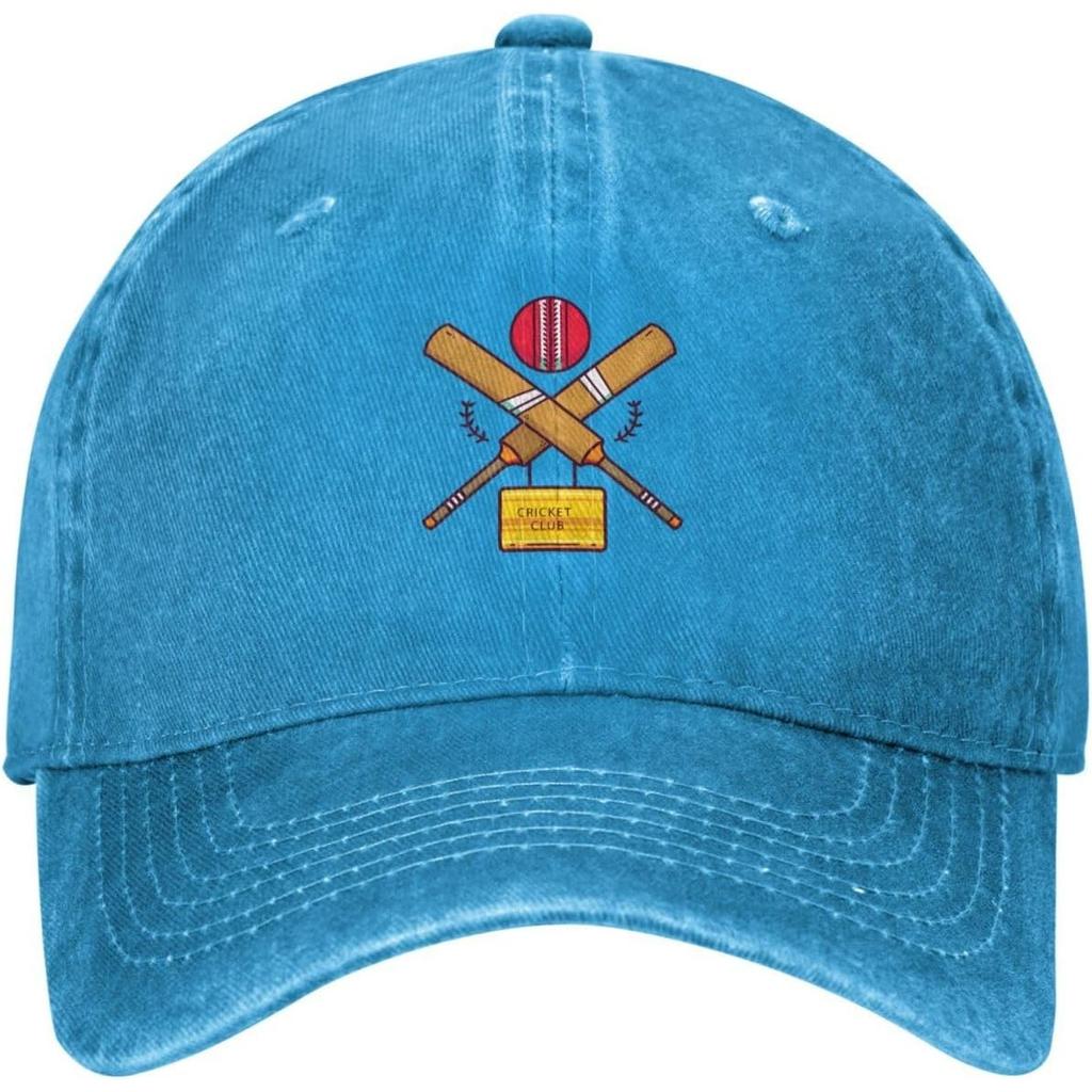 Cricket Club Logo Baseball Cap Vintage Washed Cotton Adjustable Dad Hat for Unisex
