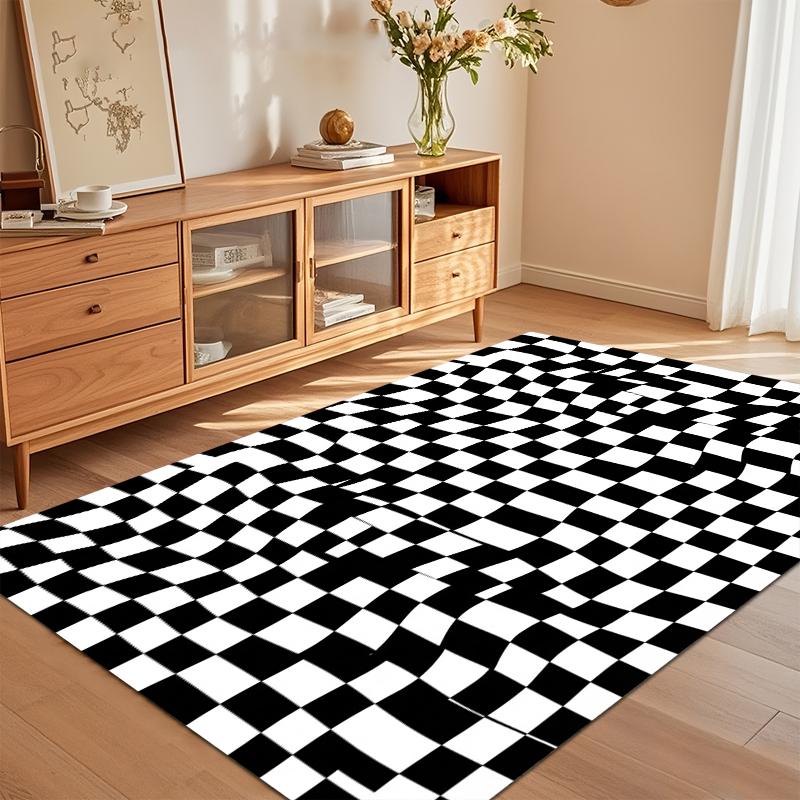 1pcBlack and White Carpets Simple and High-end Element Floor Mats Bedroom Carpets Restaurant and Café Home Decoration Rugs