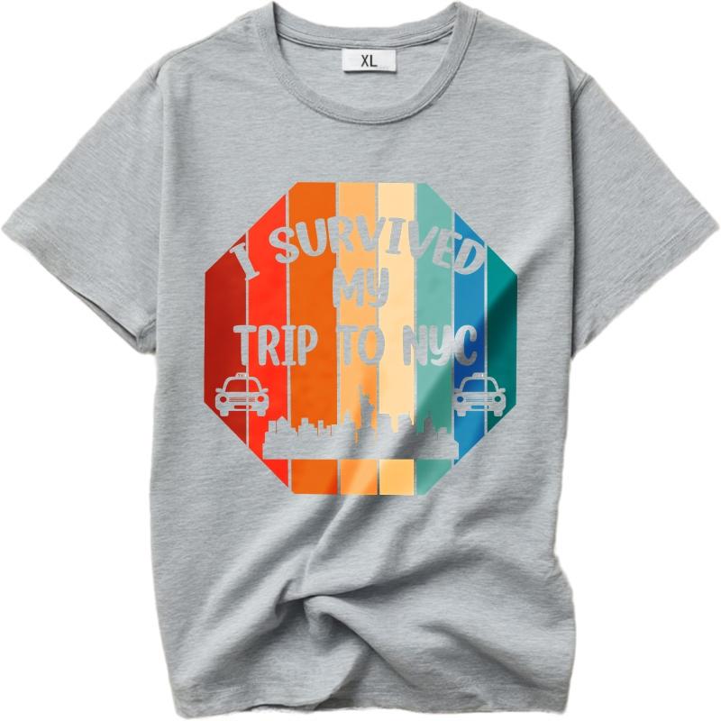 Fashion Tshirt Solid Color Unisex Oneck Tshirt Streetwear I Survived My Trip To Nyc Basic For Him Tee Shirt Minimalist Teeshirt