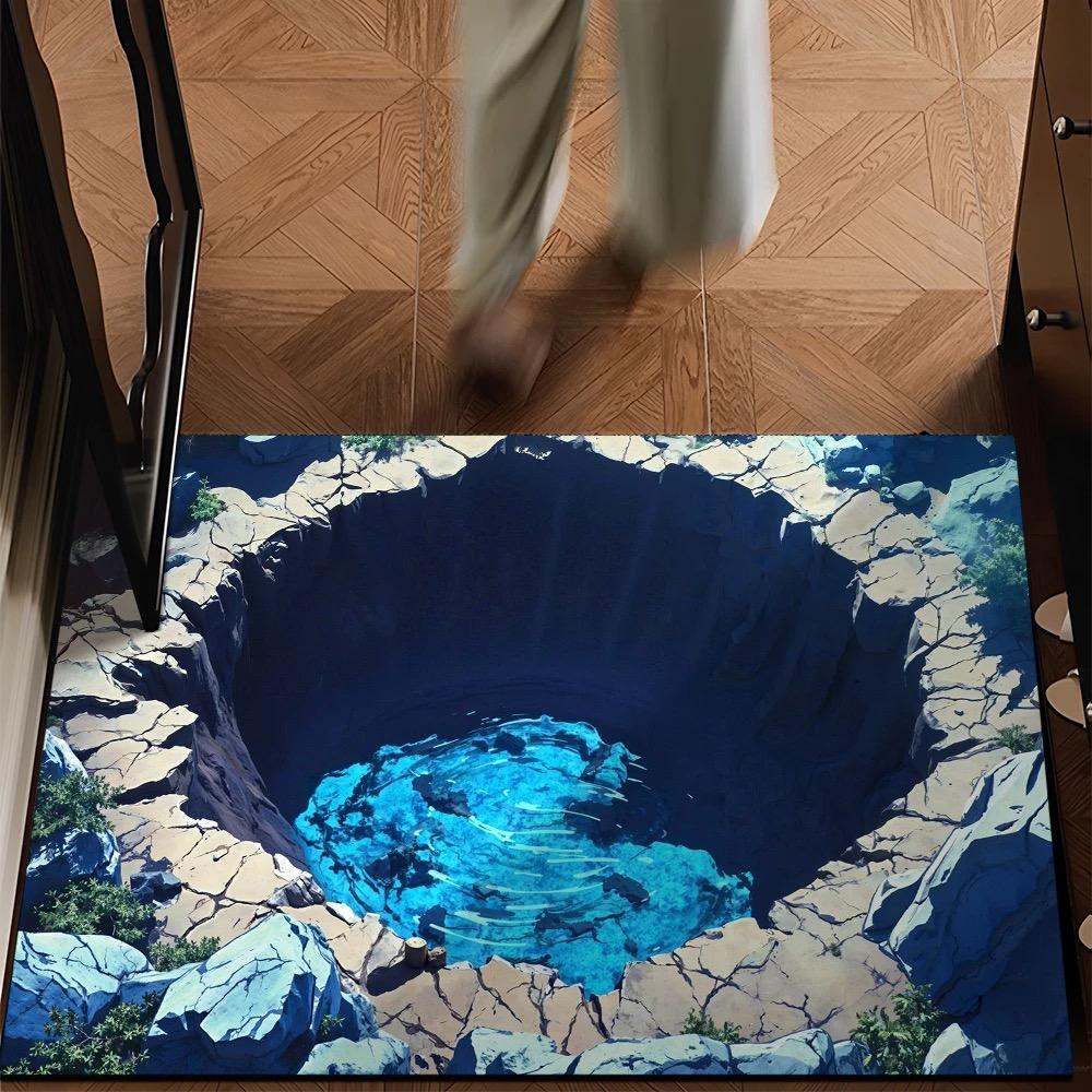 70x100cm 3D Visual Polyester Floor Mat – Durable Velvet Non-Slip Bathroom Door Rug