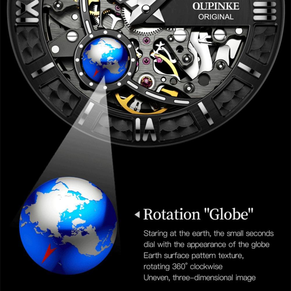 OUPINKE Men's Watch Automatic Mechanical Watch Hollow Business Waterproof Mechanical High-end Watch